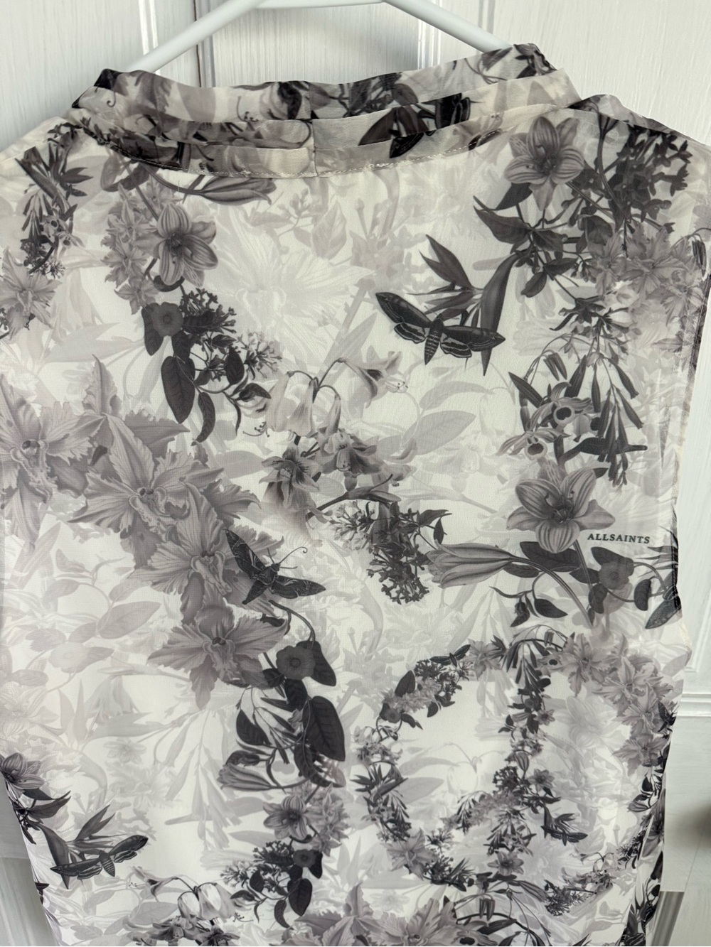 All Saints Abi White Gray Draped Top - Picture 5 of 6